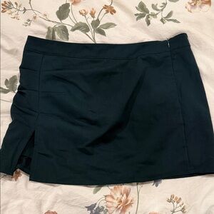 Dark Green Mini Skirt with Side Slit